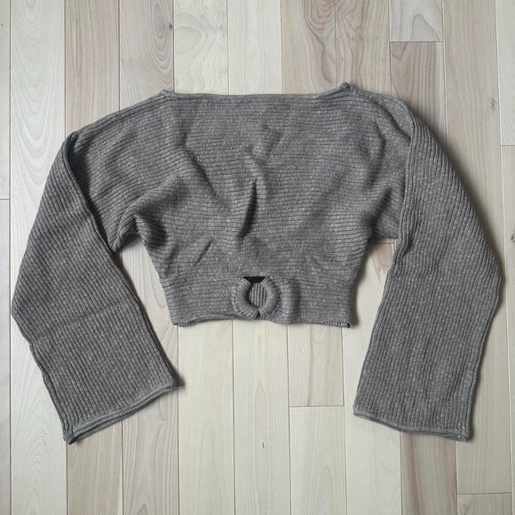 Tularosa “Deliz” O Ring Sweater – Ribbed Knit, Cropped Fit, Bell Sleeves - Picture 2 of 8